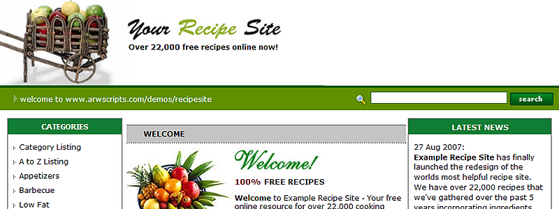 recipe site script